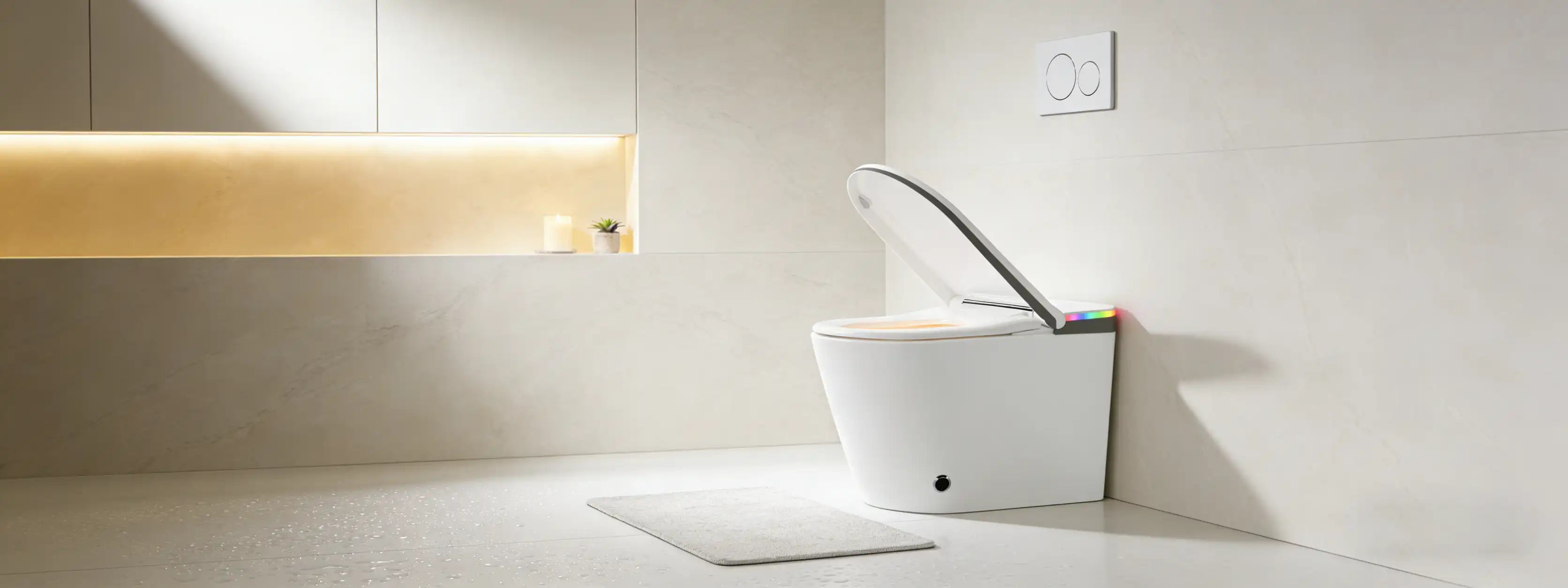 HYGINA smart toilet FAQ for U5 Essential and U5 Ultra questions in a bright modern bathroom