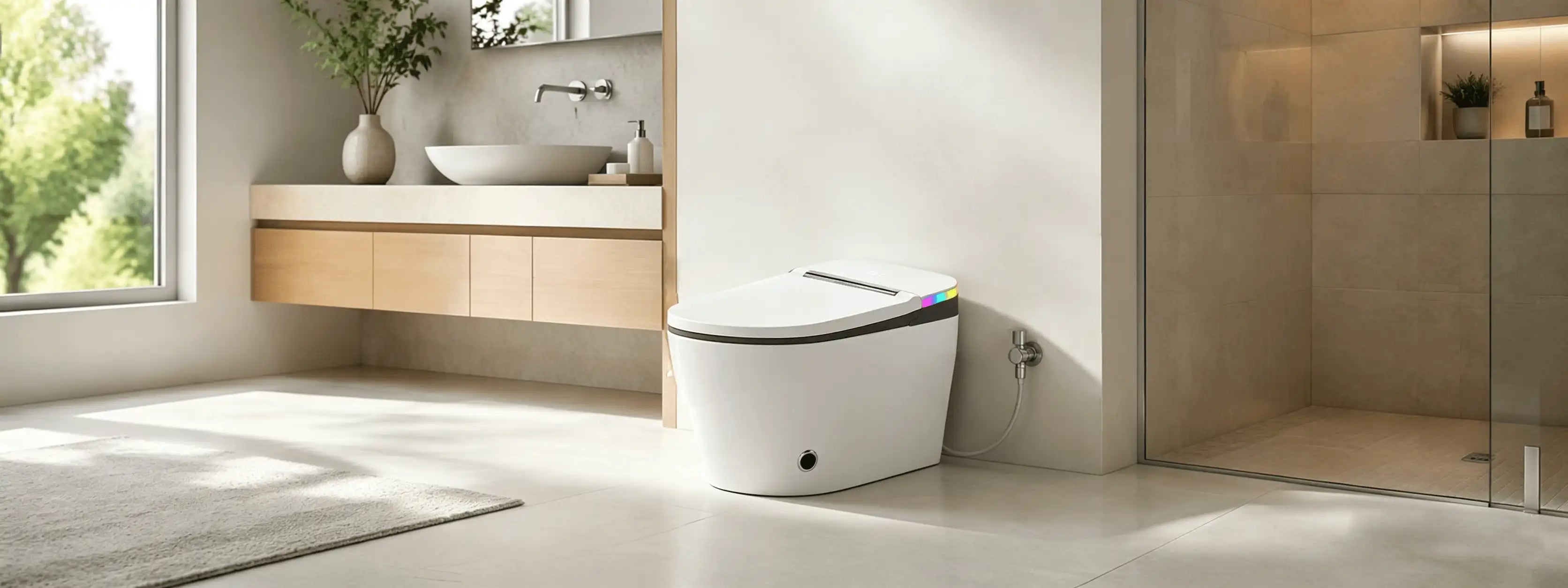 HYGINA smart toilet installation guide for U5 Essential and U5 Ultra models in a bright modern bathroom