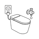 HYGINA smart toilet power and water icon for checking outlet and inlet angle valve readiness