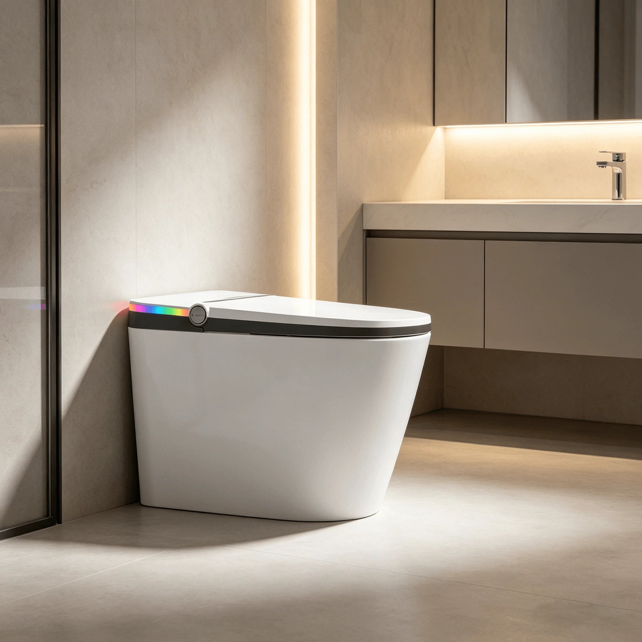 HYGINA one-piece smart toilet in a clean modern bathroom