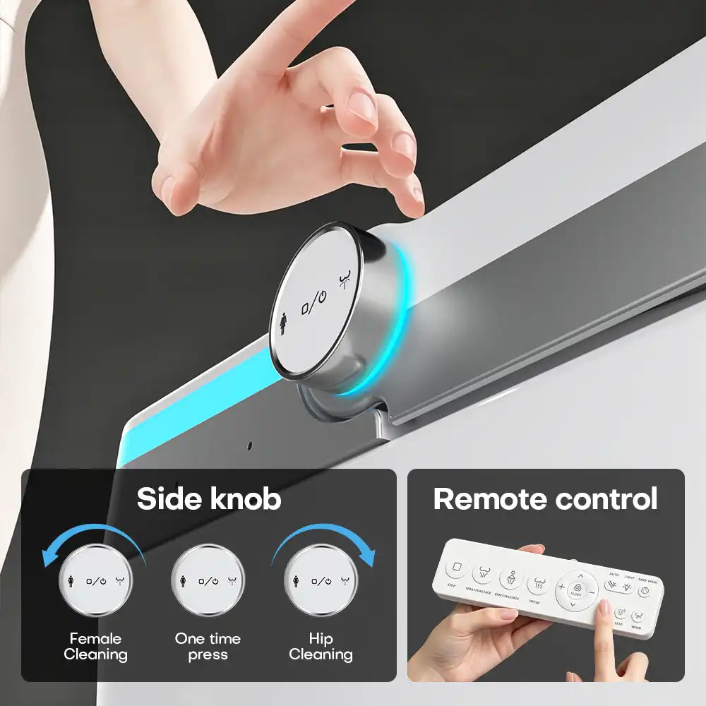 HYGINA U5 Essential smart toilet with side knob and remote control for easy operation