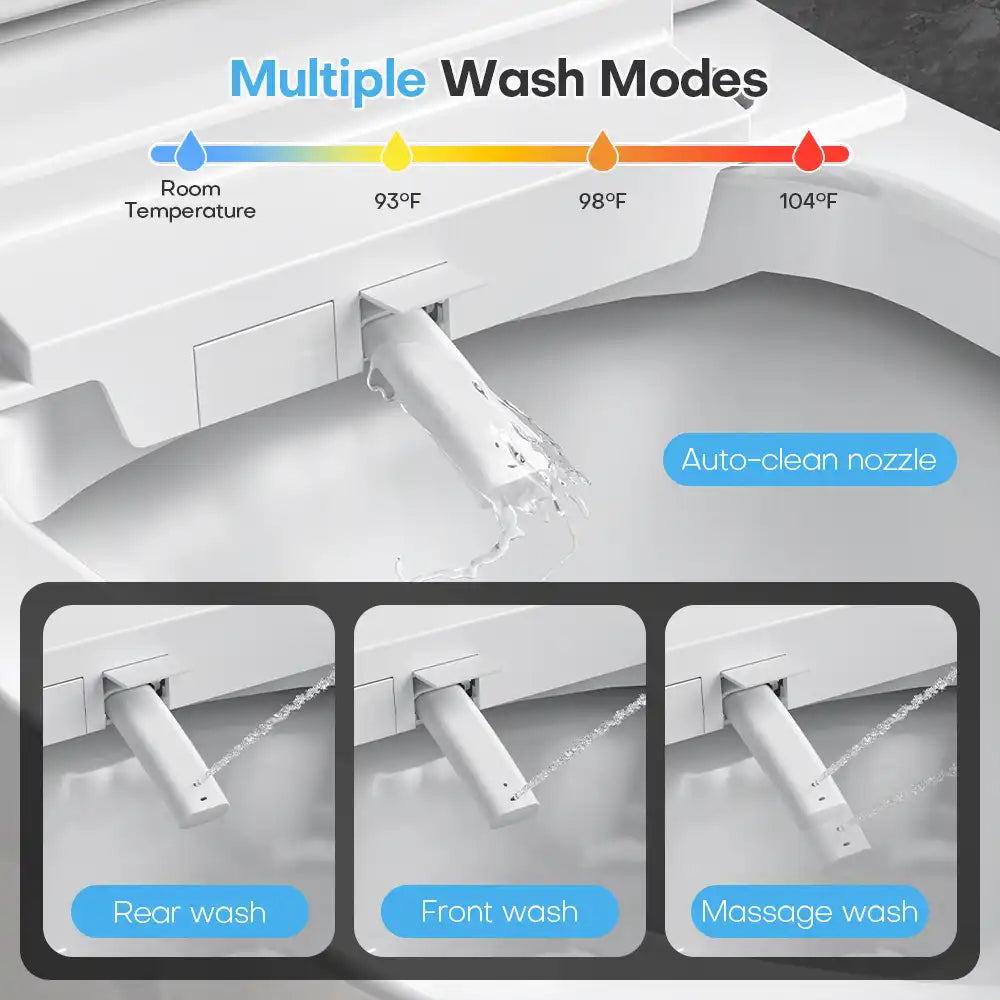 HYGINA U5 Essential smart toilet with warm water bidet wash, rear wash, front wash, moving wash, and massage wash