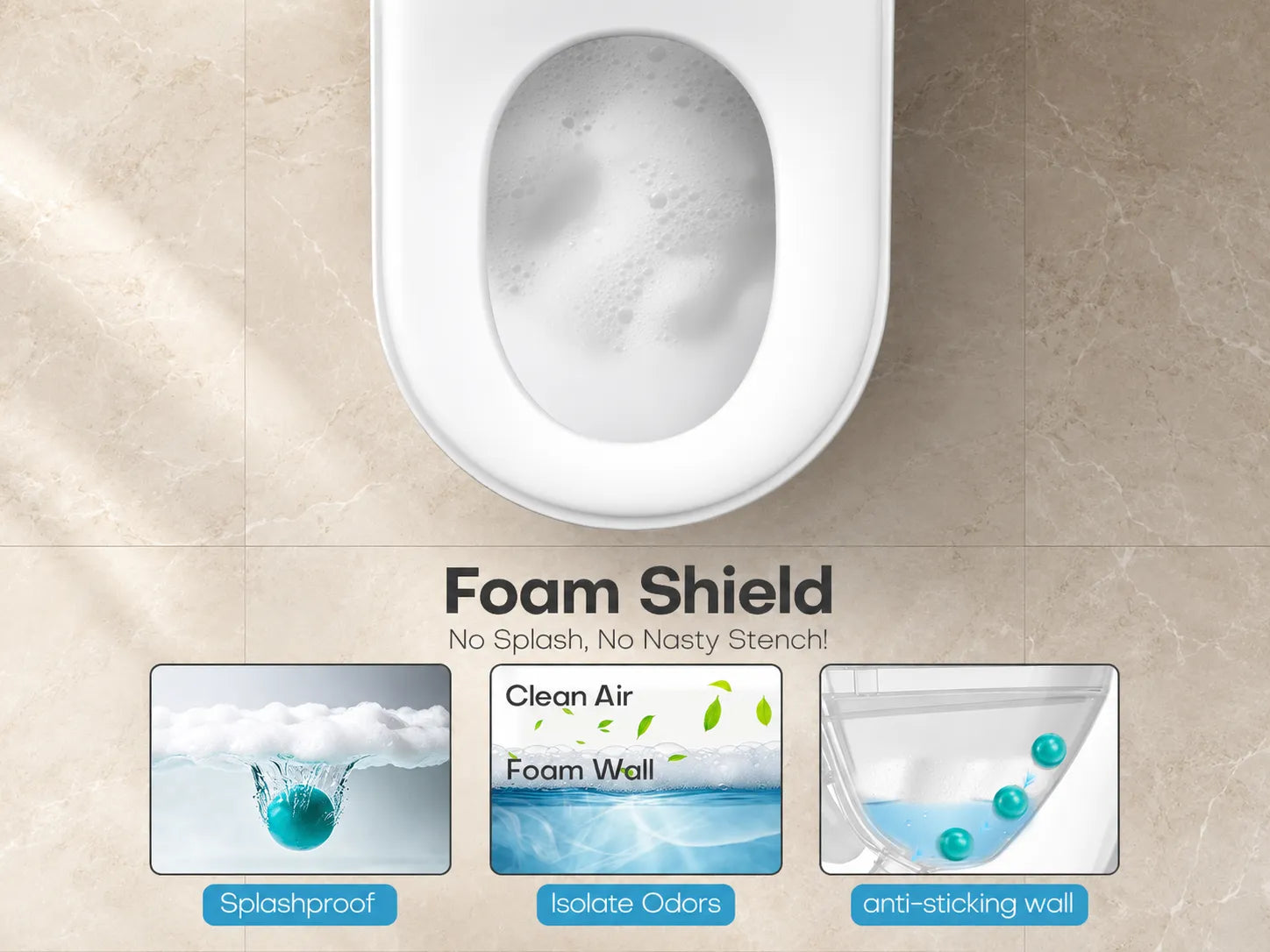 HYGINA U5 Ultra smart toilet with foam shield protection for a cleaner bowl experience