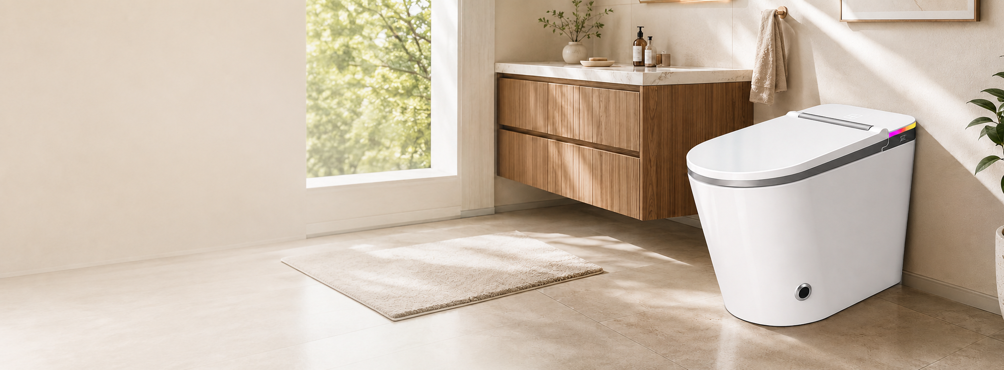 HYGINA U5 Ultra smart toilet in a warm modern bathroom